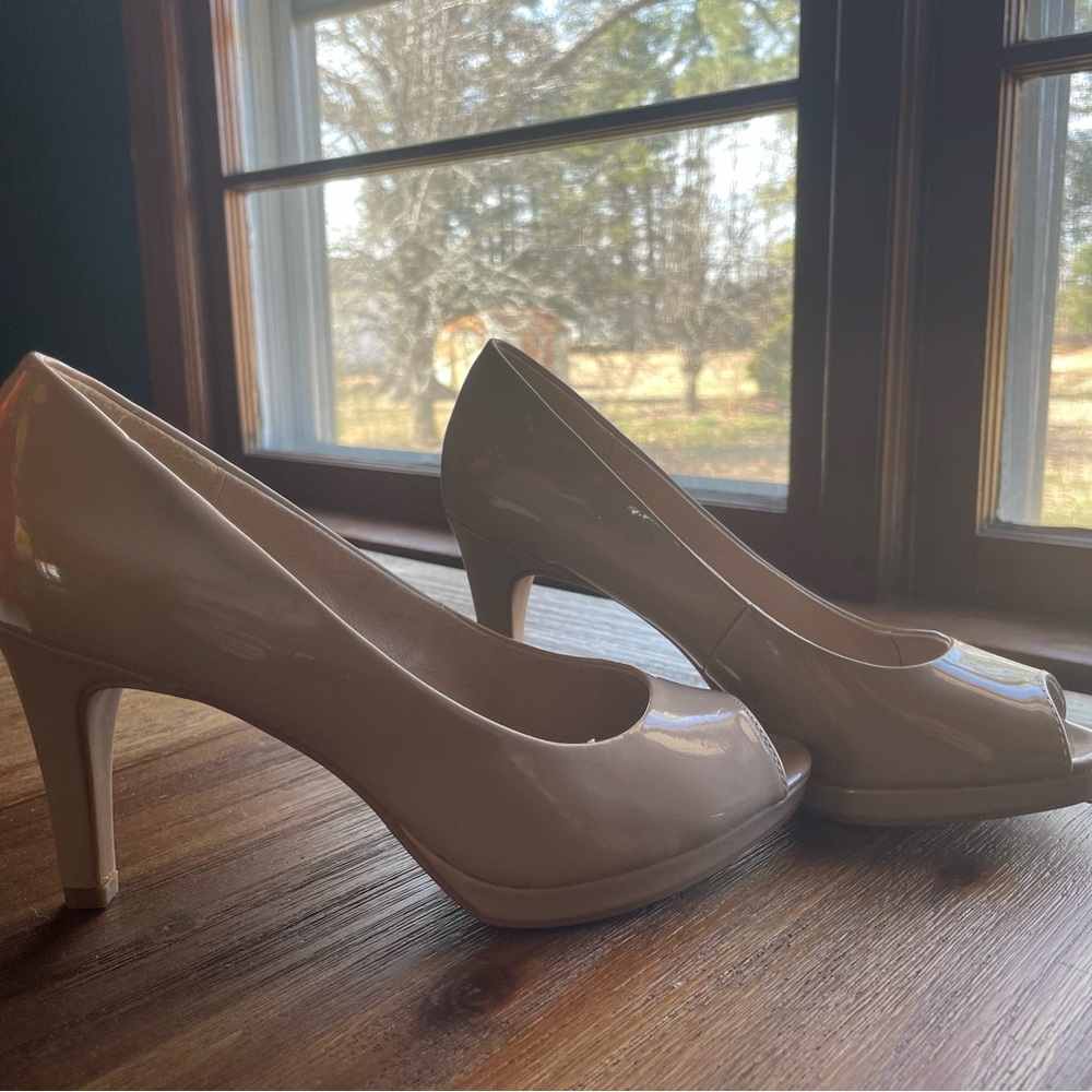 Elegant Cream Peep-Toe Heels